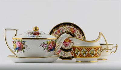 Appraisal: A Spode part tea service painted with flower sprays in