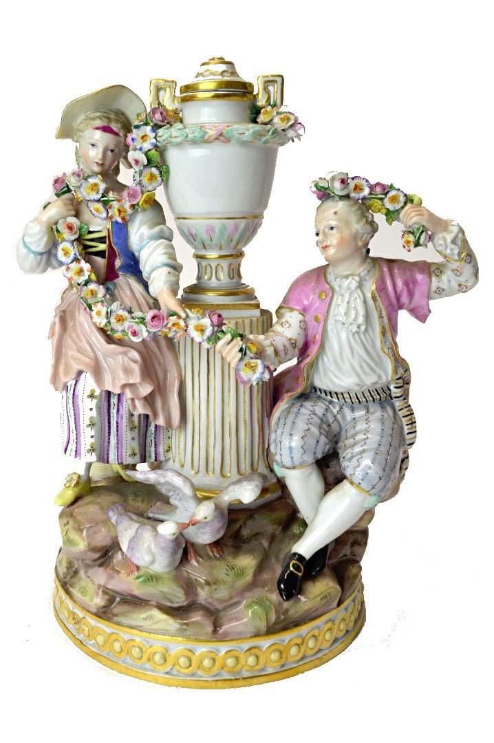 Appraisal: A Meissen porcelain figure group late th century modelled as