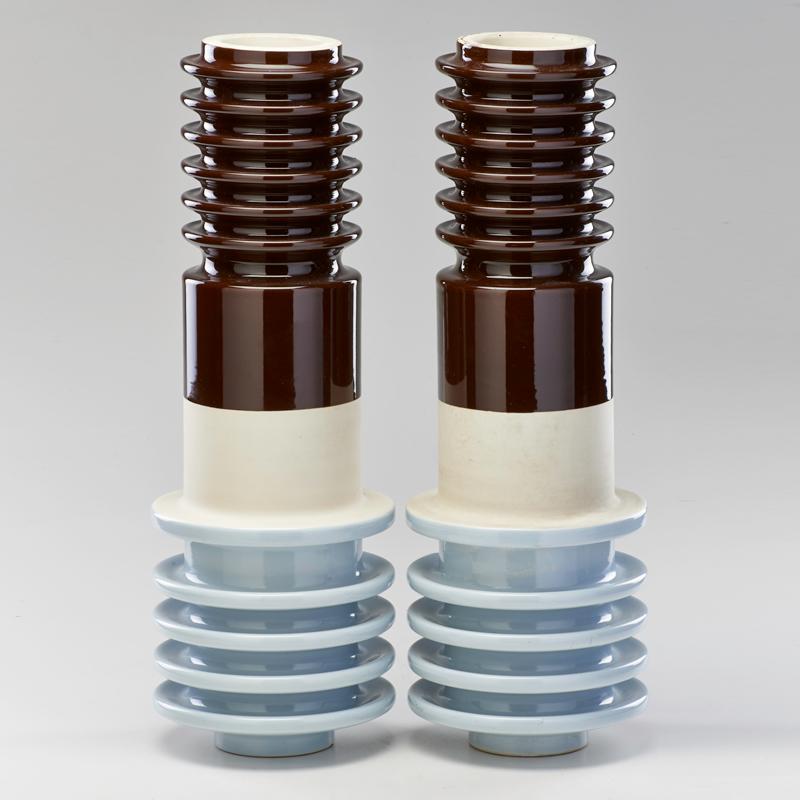 Appraisal: LAPP INSULATORS Pair of tall ceramic high voltage electrical transmission