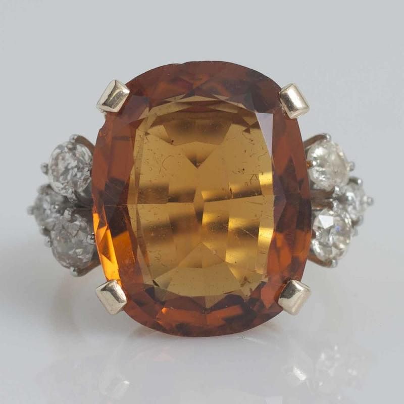 Appraisal: k Citrine Diamond Ring Lady's k yellow gold citrine and