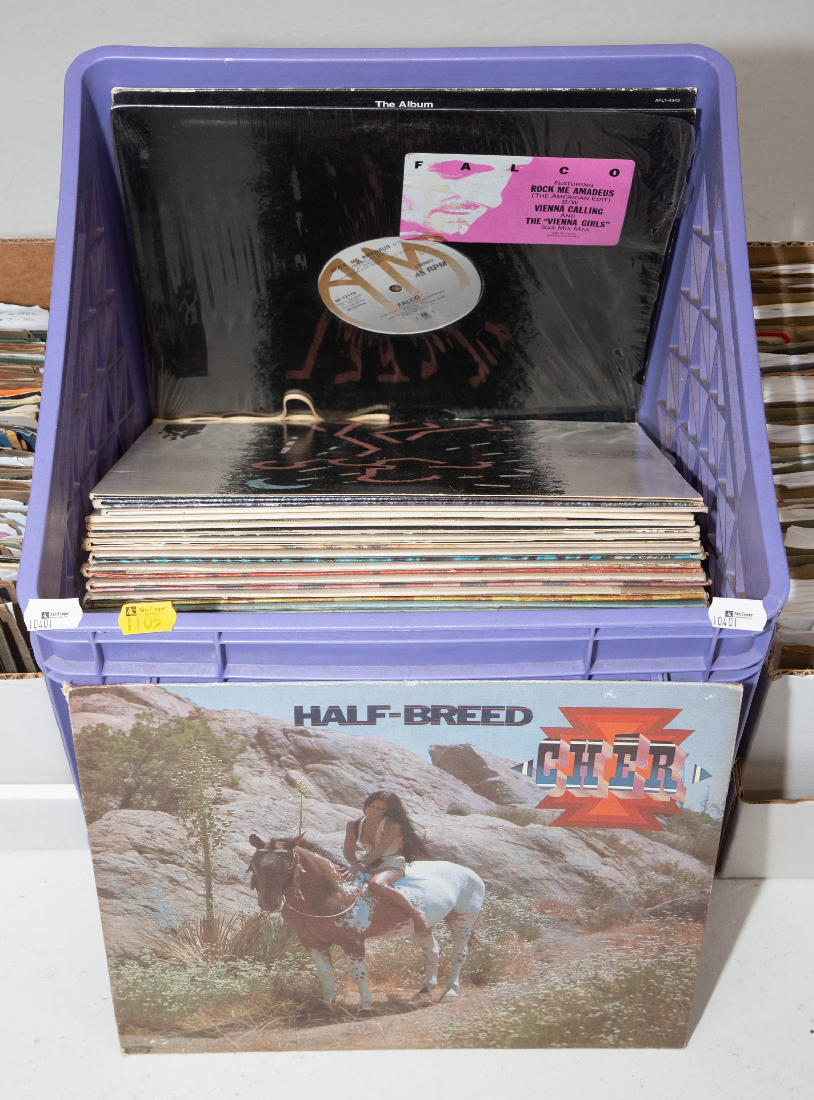 Appraisal: ONE CRATE OF VINTAGE LPS Including classic Rock Roll and