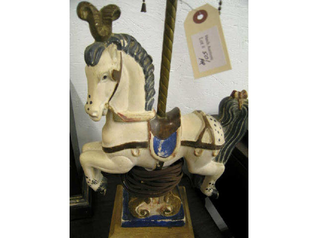 Appraisal: Pair of Early Chalkware Carousel Horses on lamp bases