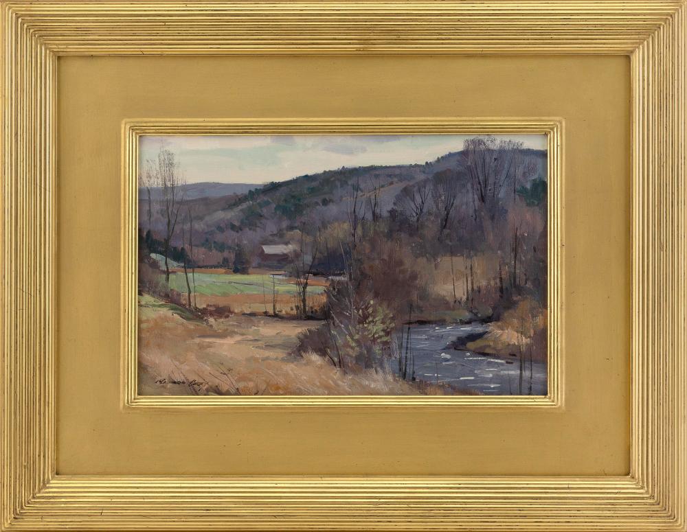 Appraisal: BERNARD COREY MASSACHUSETTS - FIELD AND STREAM OIL ON PANEL