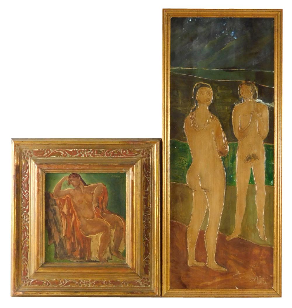 Appraisal: Two paintings of Nude figures one by Henri Burkhard American