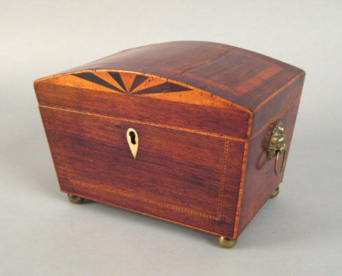 Appraisal: Regency mahogany dome lid tea caddy early th c h