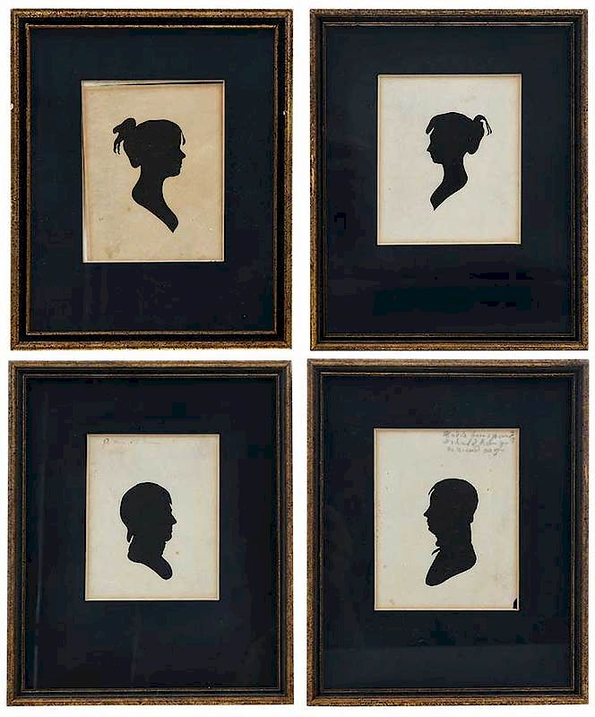 Appraisal: Four Framed Silhouette Profile Portraits British or American th century