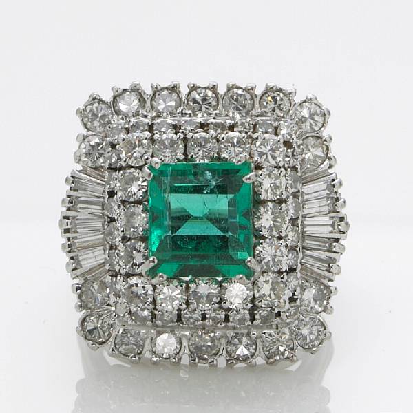 Appraisal: An emerald and diamond ring emerald weighing approximately carats estimated