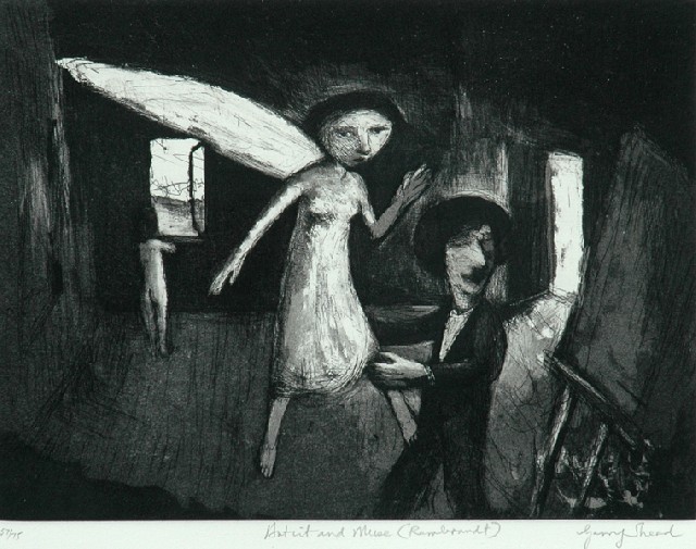 Appraisal: Garry Shead born Artist and Muse Rembrandt etching and aquatint