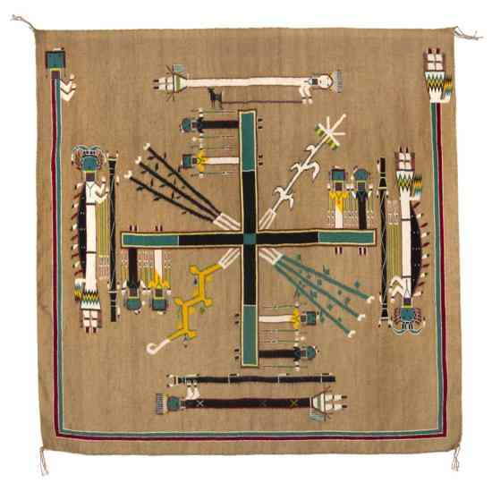 Appraisal: A Navajo Weaving Sandpainting depicting a Whirling Log design with