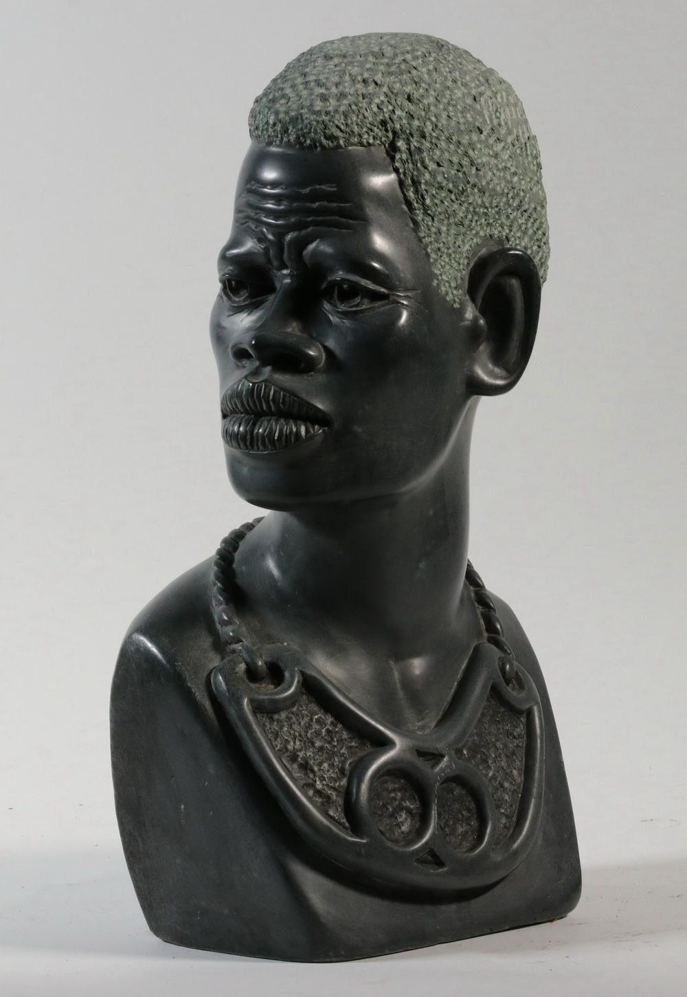 Appraisal: NICHOLAS TANDI ZIMBABWE - Shona Greenstone Bust Portrait of African