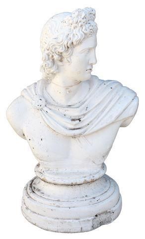 Appraisal: Cast concrete bust Apollo th c painted white rising on