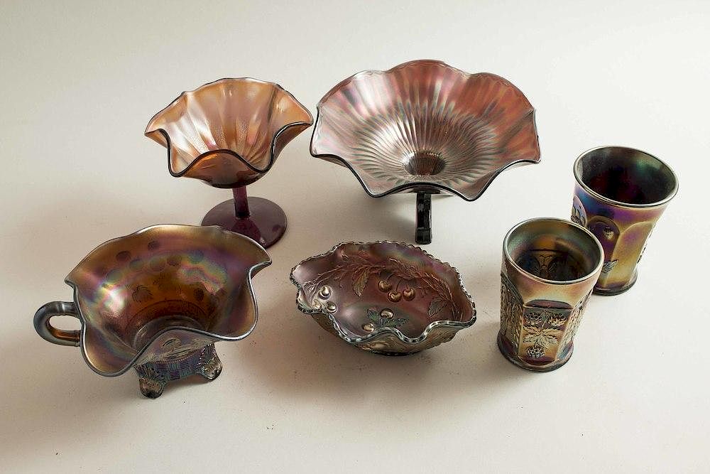 Appraisal: Assorted Carnival Glass Six pieces of assorted carnival glass comprising