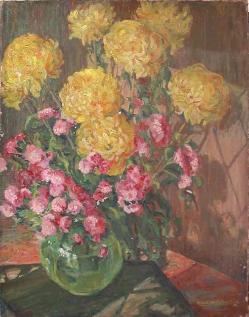 Appraisal: Yellow Mums Sutton Rachel McClelland American b - oil on