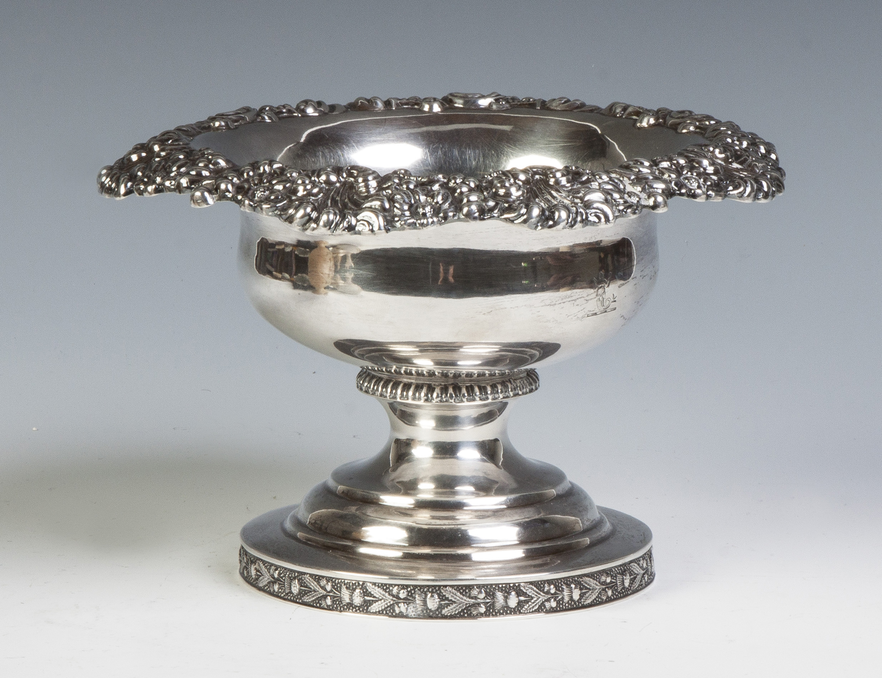 Appraisal: Early Sterling Silver Compote Shell floral edge Thistle relief border