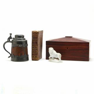 Appraisal: Antiquities Grouping th century including a Georgian tea caddy with