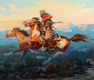 Appraisal: OLAF WIEGHORST - Wild Horse Hunter circa s oil on