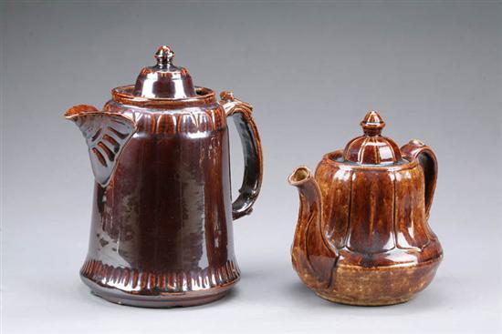 Appraisal: TWO PIECES OF ROCKINGHAM A pitcher with Gothic decoration h