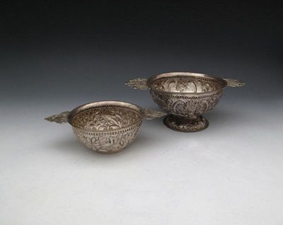 Appraisal: Two Continental silver two-handled brandy bowls probably C th and