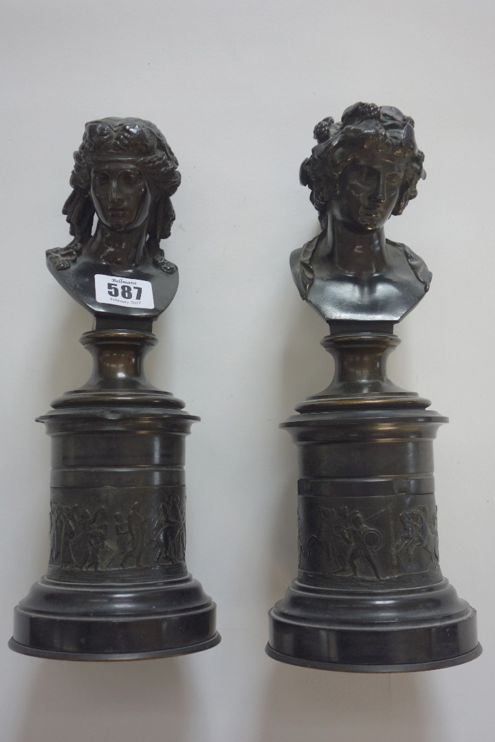 Appraisal: After the antique a pair of Italian bronze classical portrait