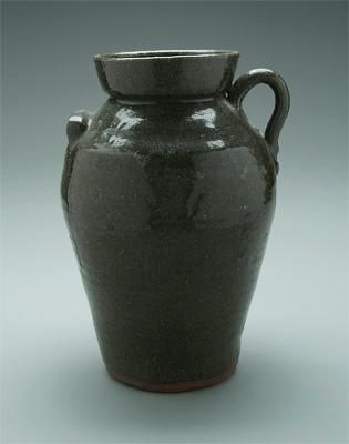 Appraisal: B B Craig two-gallon churn medium olive alkaline glaze stamped