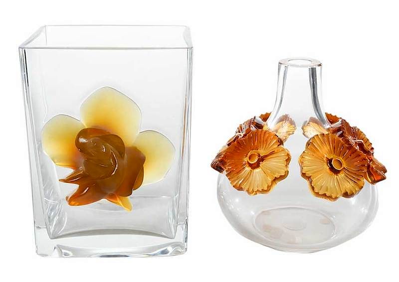 Appraisal: Two Lalique Vases Atossa and Amber Rose both engraved Lalique