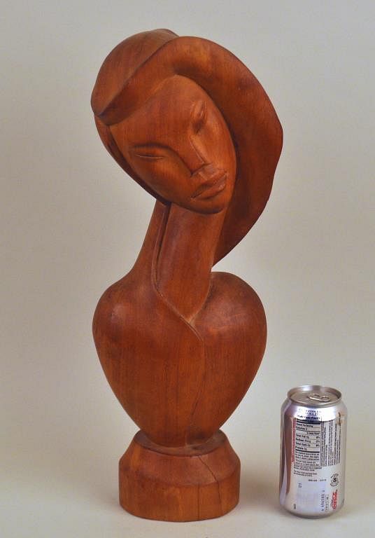 Appraisal: Southwest Asian Carved Wood Sculpture Female high wide Small ding