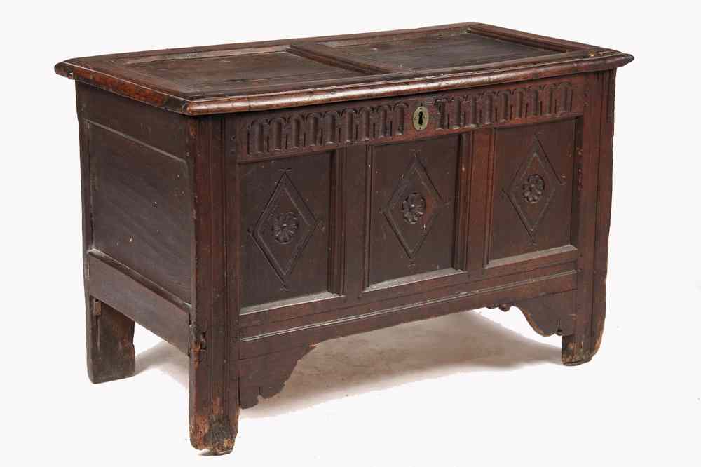 Appraisal: EARLY ENGLISH DOWRY CHEST - th c Jacobean Period Oak