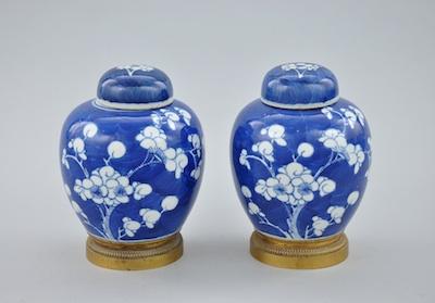 Appraisal: A Pair of Japanese Blue and White Ceramic Ginger Jars