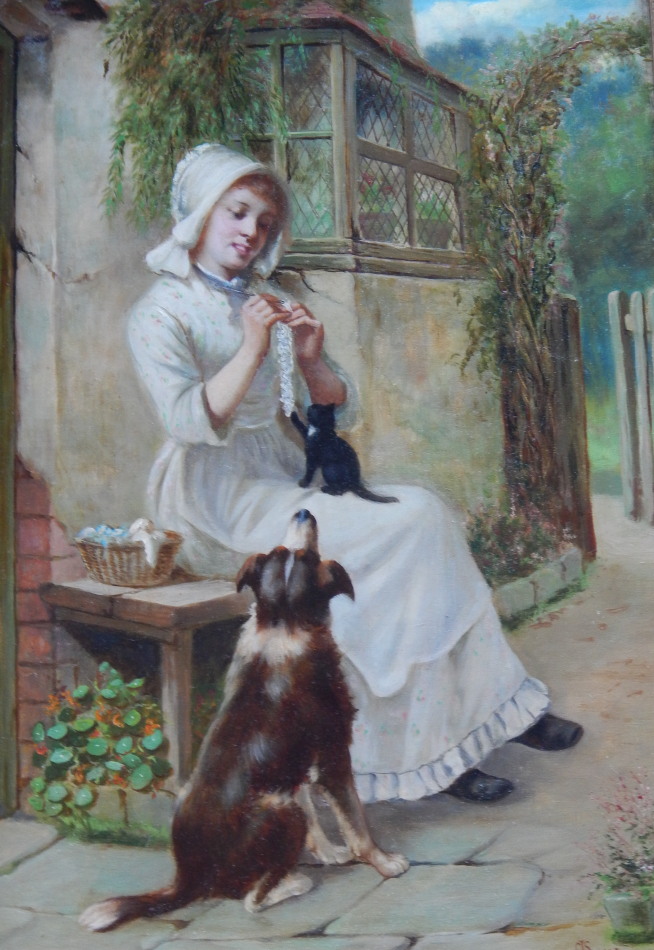 Appraisal: After Charles Sillem Lidderdale - Young maiden with kitten and