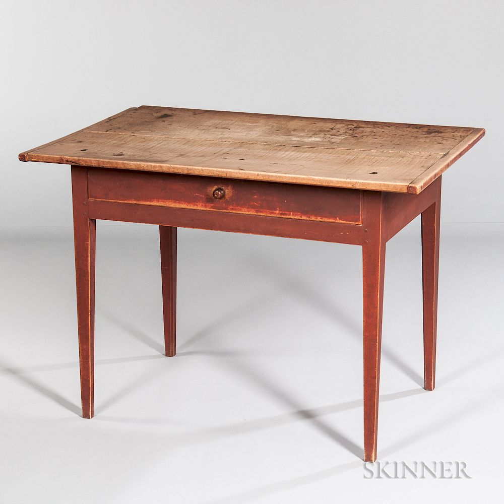 Appraisal: Red-painted Maple Tavern Table Red-painted Maple Tavern Table New England