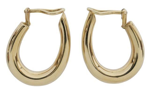 Appraisal: pair Estate kt yellow gold earrings hollow hoops clip-on backs