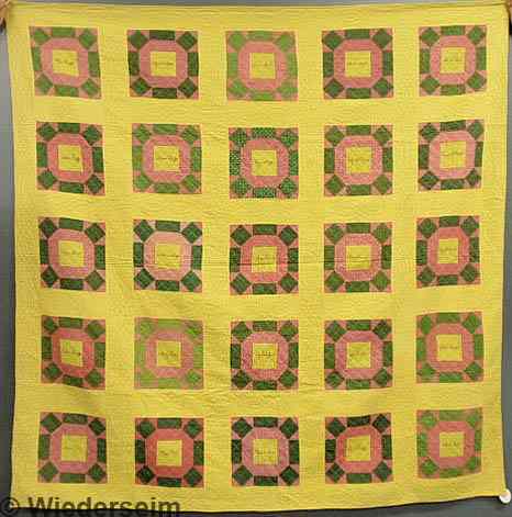 Appraisal: Mennonite Friendship quilt c in the Rolling Stone pattern x