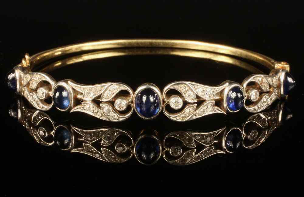 Appraisal: BRACELET - Edwardian Period K White Gold Hinged Bracelet set