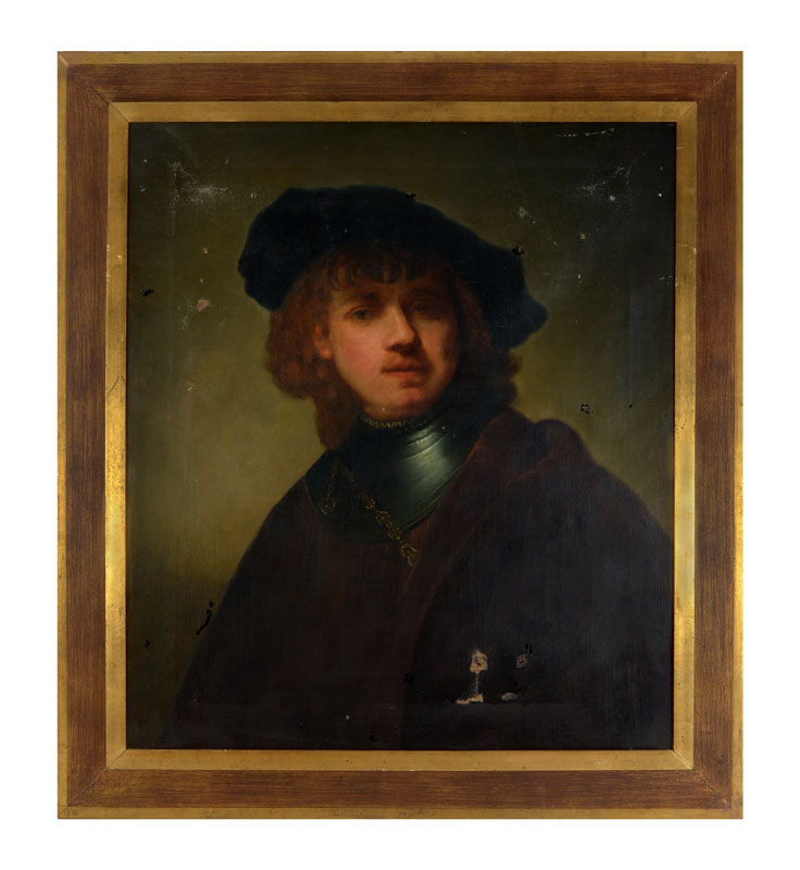 Appraisal: EARLY PORTRAIT PAINTING AFTER REMBRANDT Oil Canvas '' x ''