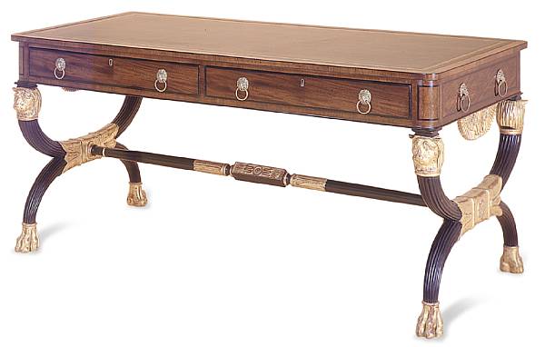 Appraisal: A Regency style mahogany and ebony inlay partners' writing desk