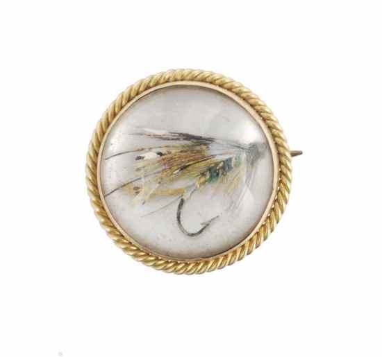 Appraisal: A Victorian reverse crystal intaglio brooch the circular intaglio painted