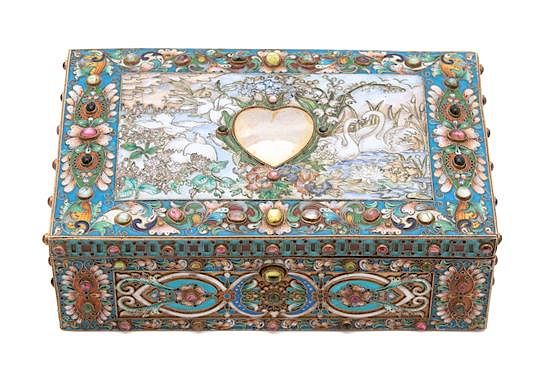 Appraisal: A Russian Hardstone Mounted and Enamel Silver Box Assay of