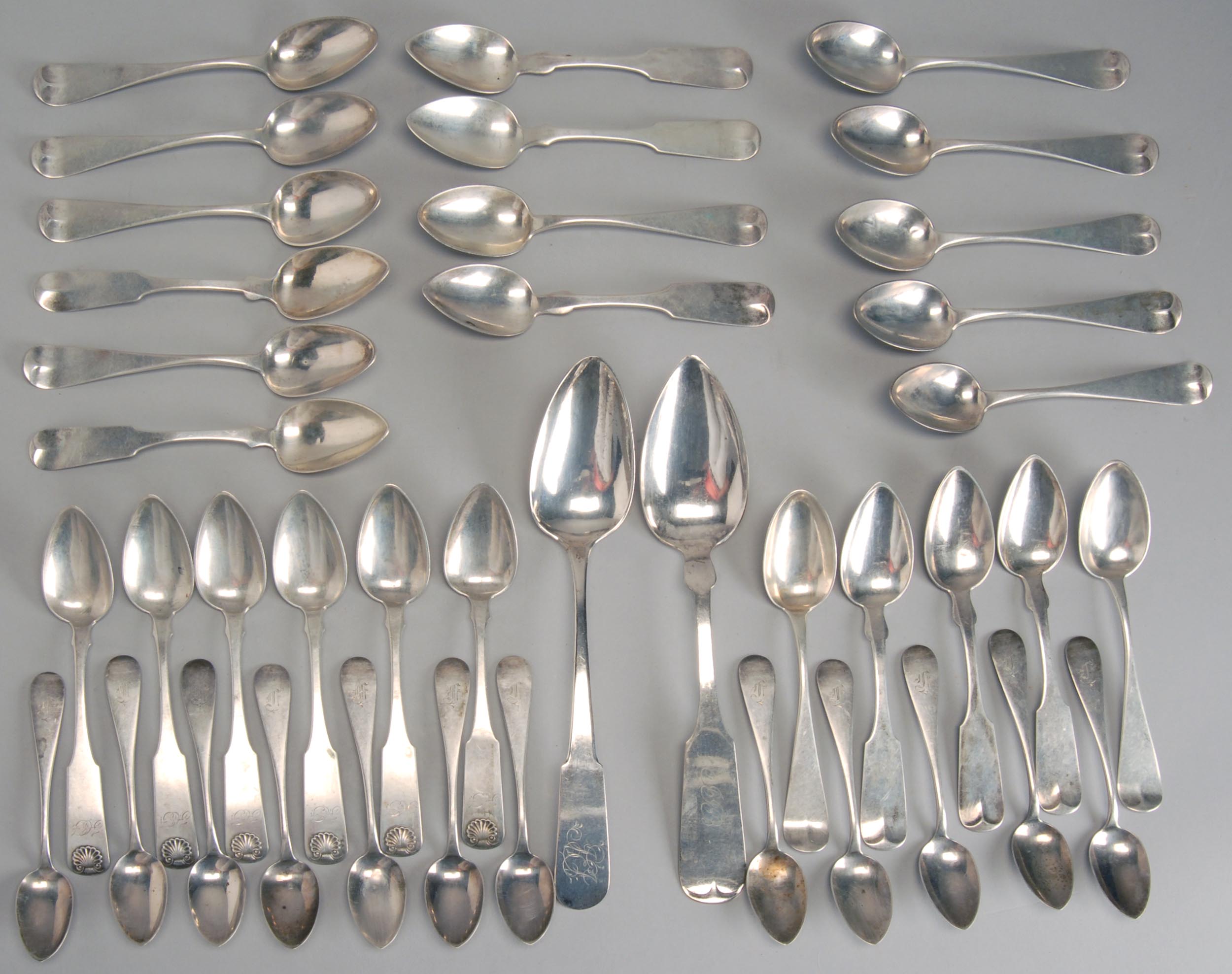 Appraisal: FORTY AMERICAN SILVER SPOONS By various makers Includes two tablespoons