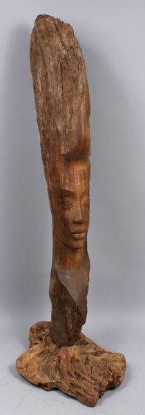 Appraisal: s- s Hawaiian manzanita carved sculpture of a princess h