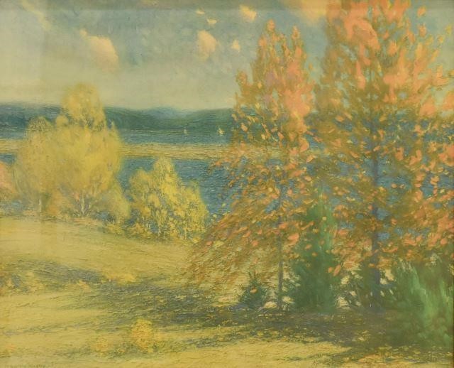 Appraisal: Framed chromolithograph on paper Autumn Landscape signed in print after