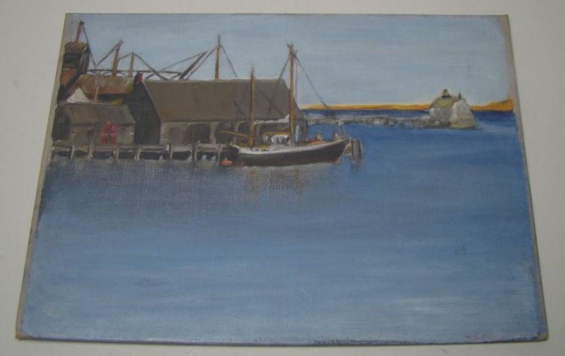 Appraisal: UNFRAMED PAINTING Edgartown Yacht Club Unsigned Oil on canvas x