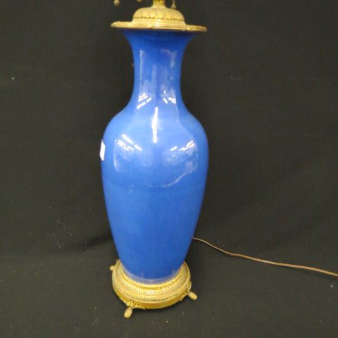 Appraisal: Oriental Dark Powder Blue Porcelain Lamp body excellent