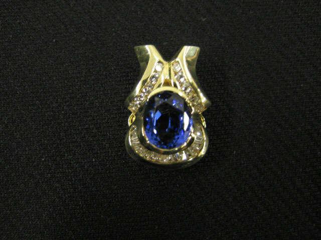 Appraisal: Tanzanite Diamond Pendant oval rich high grade blue gem weighing