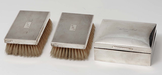 Appraisal: A RECTANGULAR SILVER CIGARETTE BOX plain and cedar lined wide