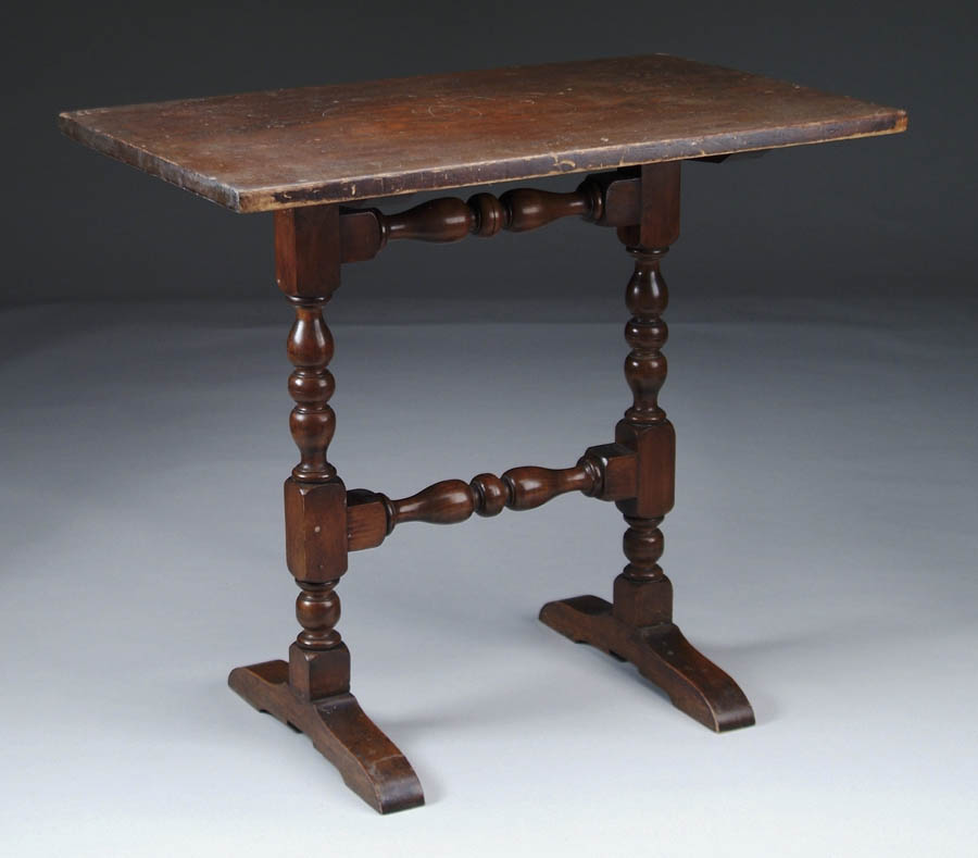 Appraisal: WALLACE NUTTING COLONIAL STYLE TABLE Rectangular top resting on block