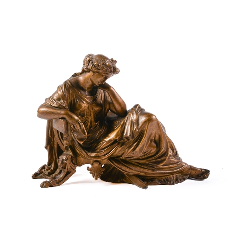 Appraisal: A French painted spelter statuette of a classical woman seated