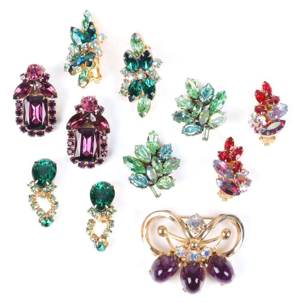 Appraisal: SIX PAIRS OF D E JULIANA JEWEL TONE EARRINGS WITH