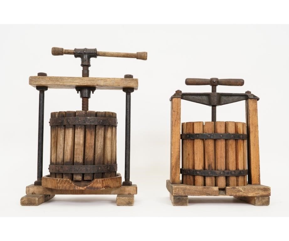 Appraisal: Two cider presses made of wood iron circa Tallest h