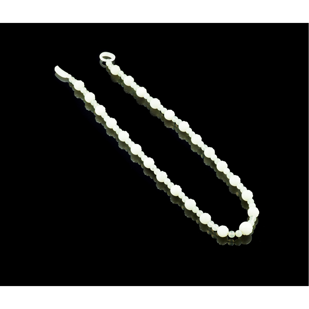 Appraisal: SINGLE STRAND OF WHITE JADEITE BEADS composed of alternating pairs