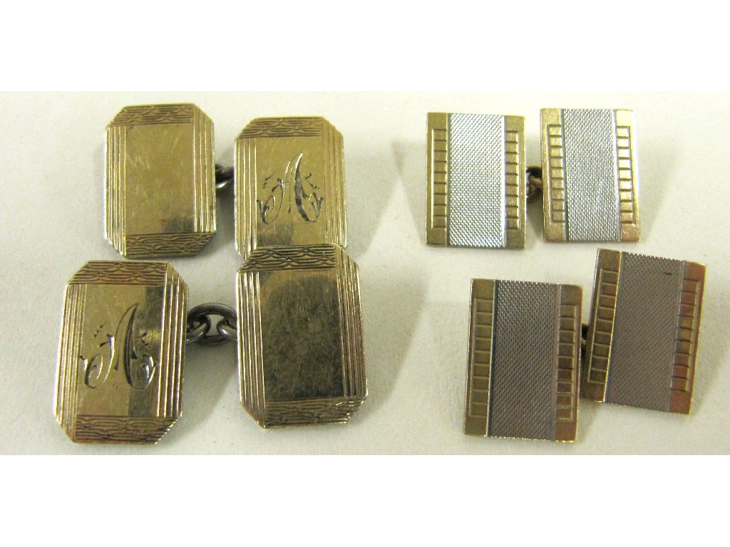 Appraisal: Lot comprising a pair of two tone ct gold cuff